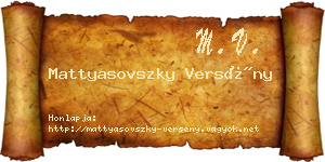 Mattyasovszky Versény névjegykártya